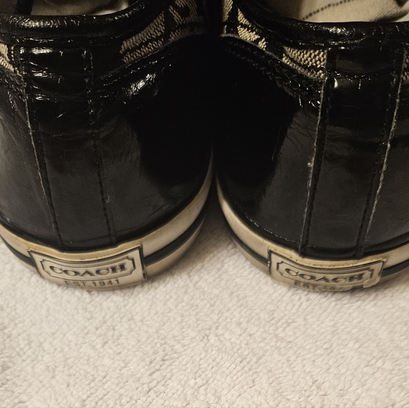 Coach Signature Monogram Grey & Black Sneakers Shoes Women's Size 9B - Picture 4 of 9